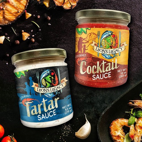 Label design for American seafood sauces