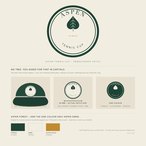 Aspen Tennis Cup — Embroidered Cap Patch