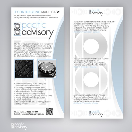 Help! Pacific Advisory Consulting needs a funky design for our new flyer