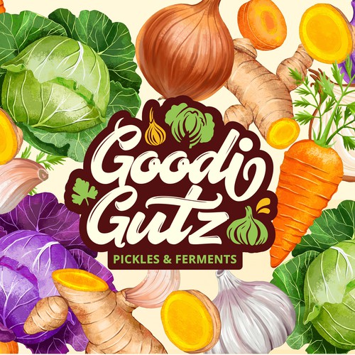 Fermented vegetables logo and label design