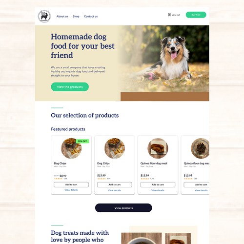 Organic dog food pet shop