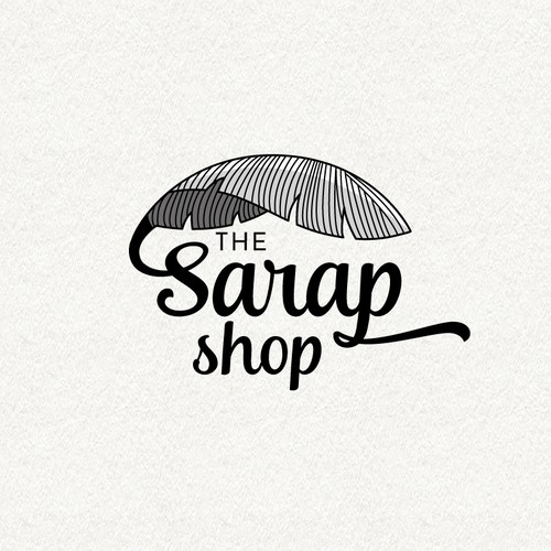 A witty, modern logo for The Sarap Shop, a Filipino-American pop-up restaurant