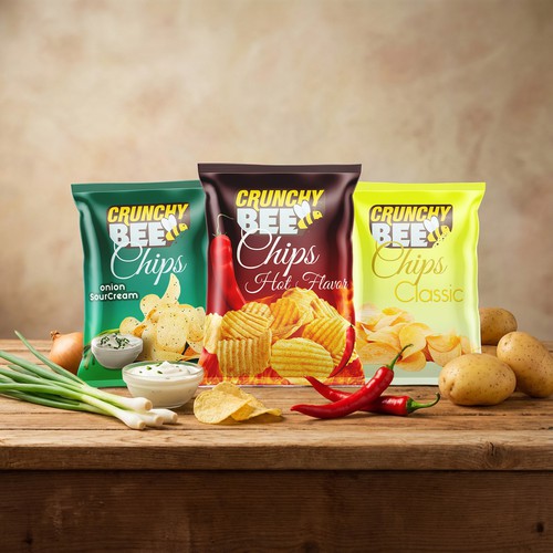 Crunchy Bee Chips Packaging Design
