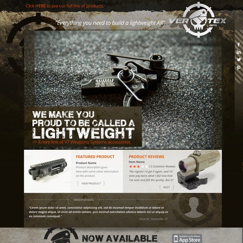 Landing Page for High-End Tactical Rifle Parts Retailer