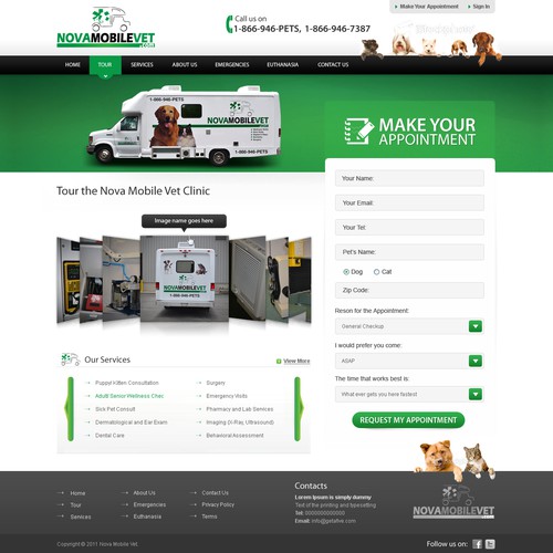 NovaMobileVet Home page design