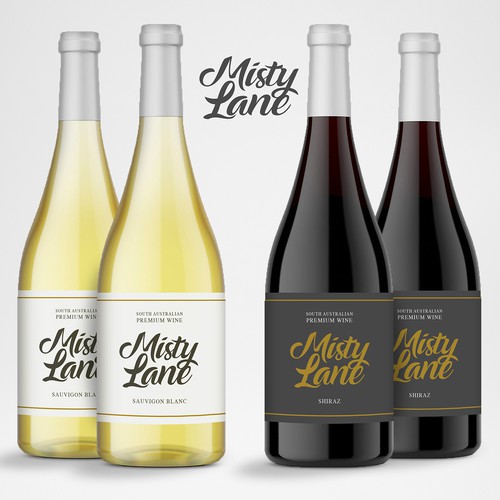 Misty lane wine bottle label design 