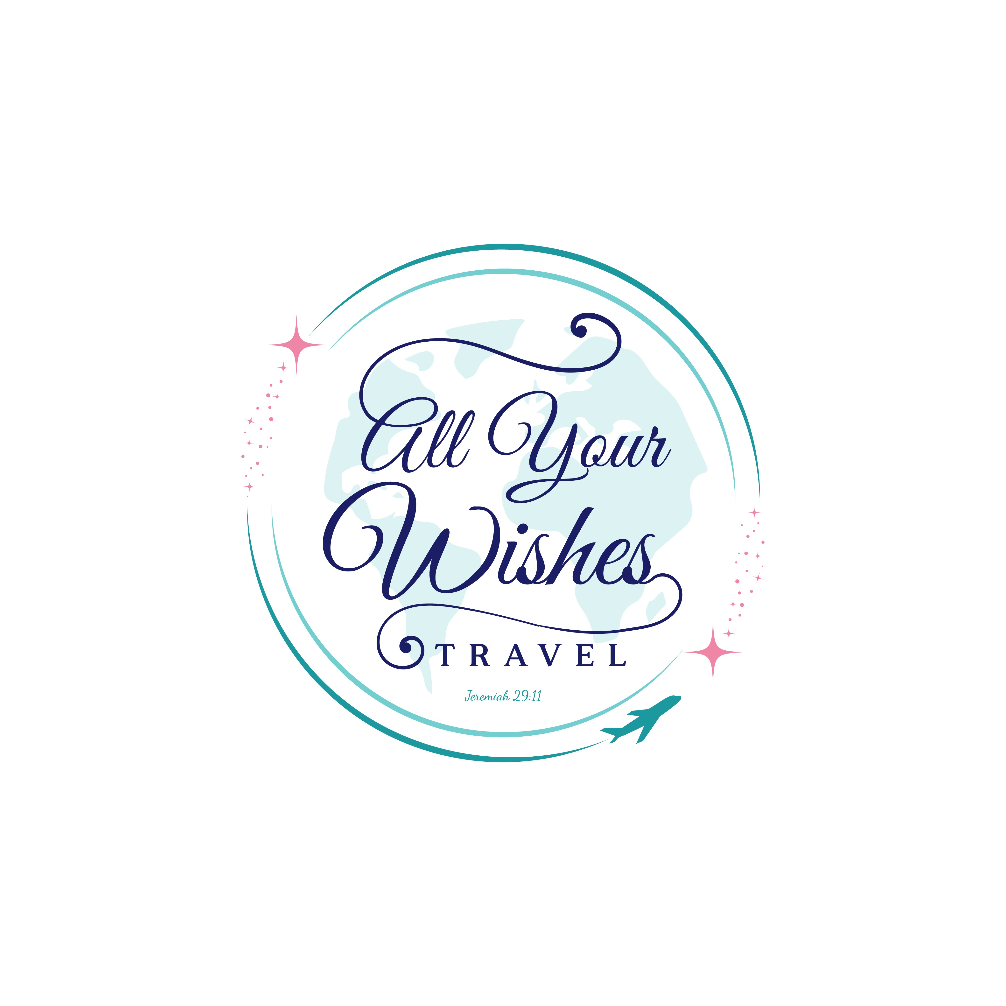 Travel agency logo for family and couples travel, capturing the essence of All Your Wishes Travel