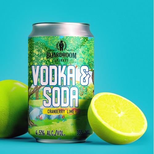 Label design for Vodka & Soda, Cranberry Lime