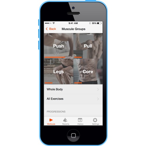 Redesign our successful fitness app to be more modern (newer iOS 7 & 8design)