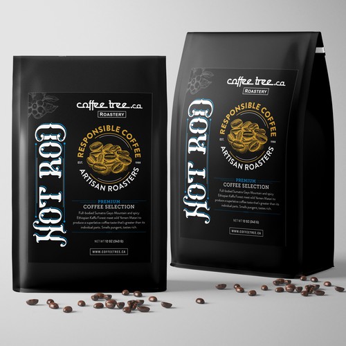 Coffee Tree.co HOT ROD Artisan Roasters Label Packaging Alternative 2