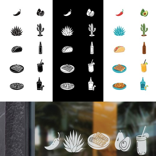 Custom icon set for Mexican restaurant