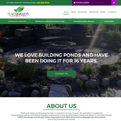 Peaks and Valleys Landscaping Ltd - Homepage Draft Design