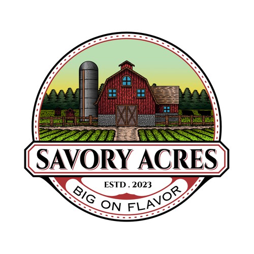 Vintage Hand Drawn Emblem Logo for Savory Acres