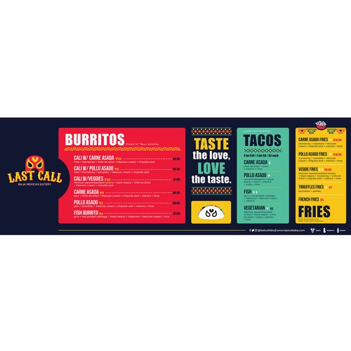 Board menu design for Mexican restaurant