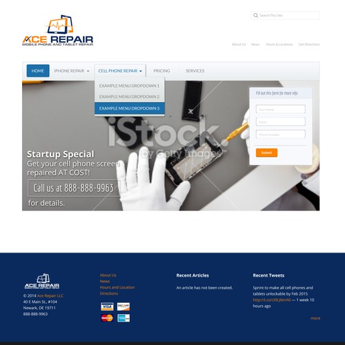Web Page Design for Ace Repair