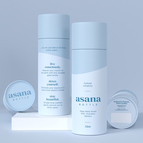 Packaging design for water bottle from female-focused modern lifestyle brand (concept)