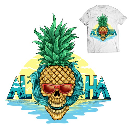 Aloha Pineapple Skull T-Shirt for Lifestyle Brand