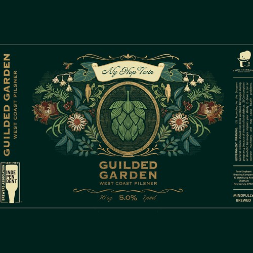 Illustration and design for a craft beer “Guilded Garden”