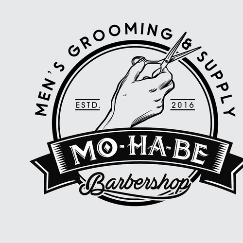 MO-HA-BE Barbershop Logo design