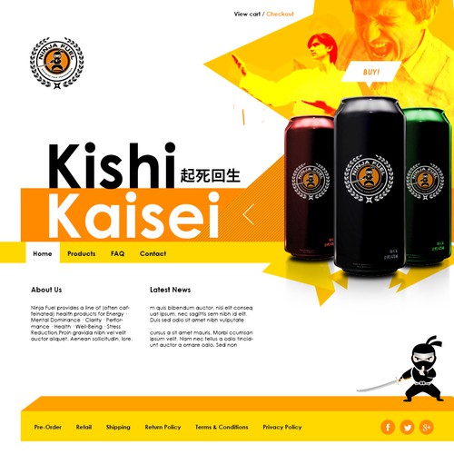 Bold website design for an energy drink