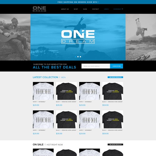 Website Design For "One Dream" T-shirts