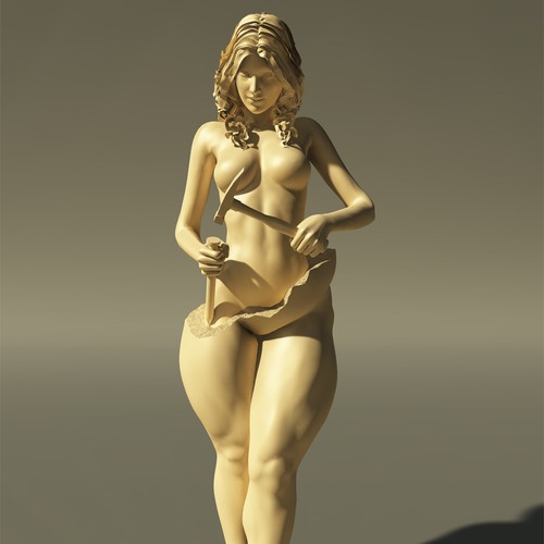 Illustration of Overweight Woman Sculpting/Creating Her Fit Body