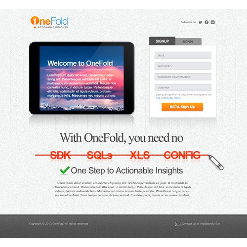 Get in on the fun designing landing page for OneFold