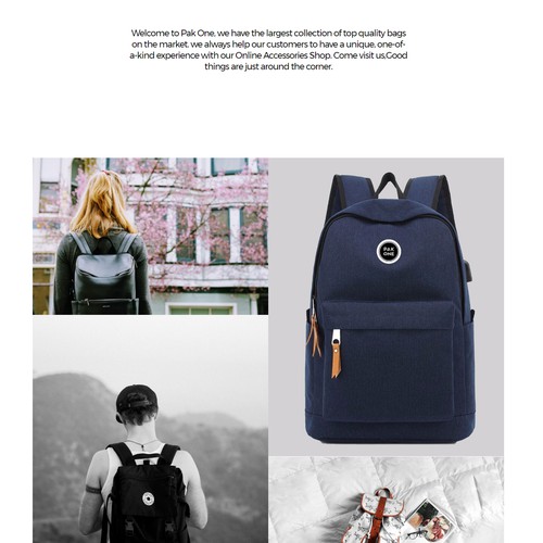 Landing Page proposition for Online Bag store