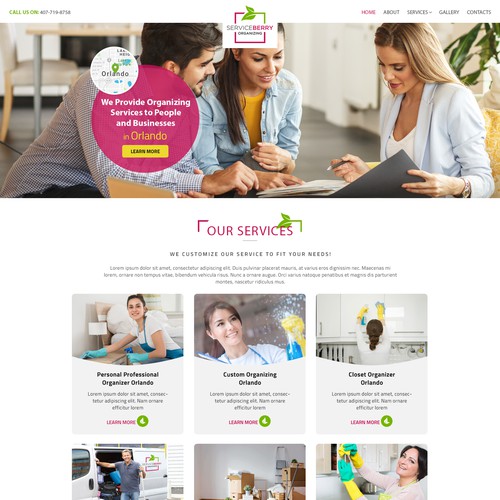 Homepage design concept for Serviceberry Organizing