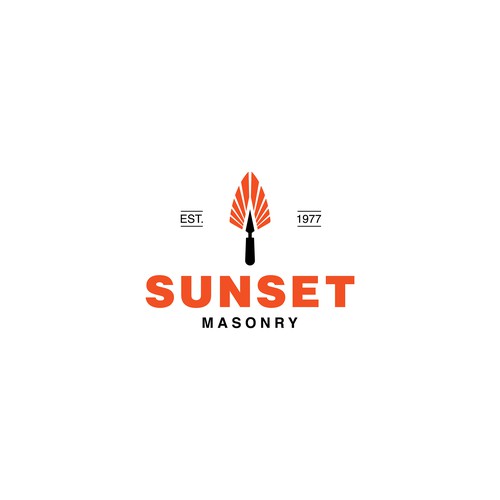 sunset masonry logo design.