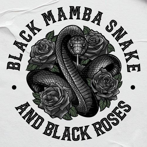 Design logo black mamba snake and rose