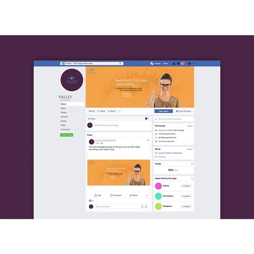 Warm & Professional Facebook Branding for Valley Optometry