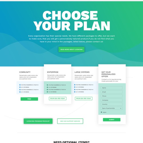 Pricing page