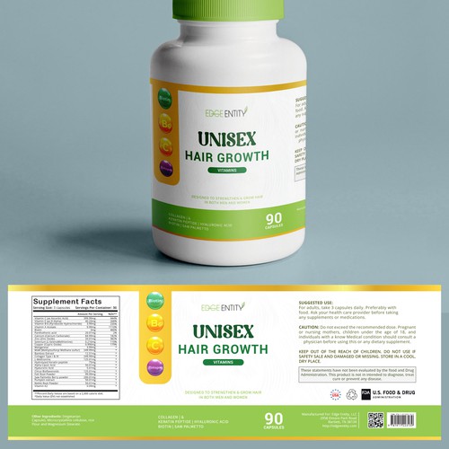 Hair growth Supplement label design