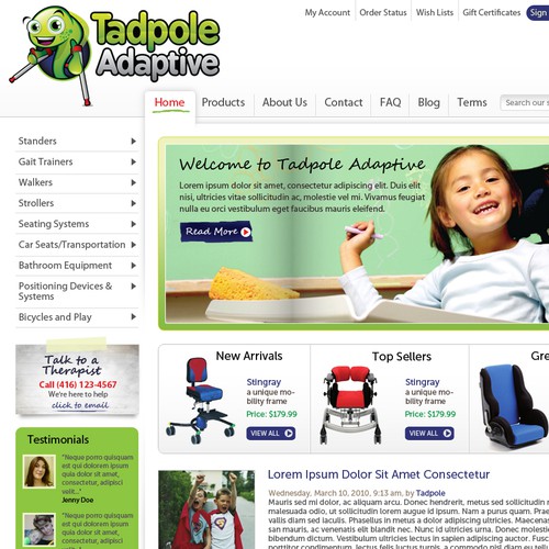 Tadpole Adaptive: We need an AMAZING webstore template redesign!