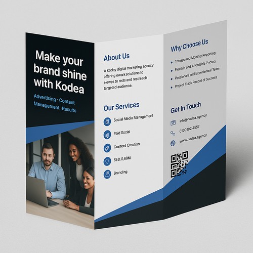 Kodea – Modern Trifold Brochure for Digital Marketing Agency