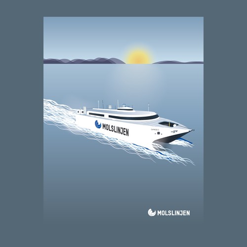 Molslinjen Ferry vintage styled illustration