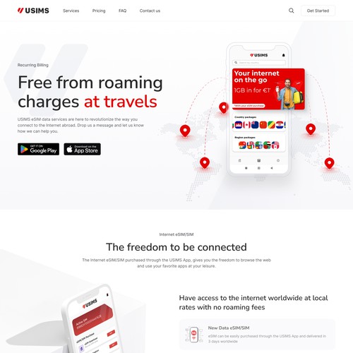 Revolutionize Travel with Your Design for USIMS App's Homepage.