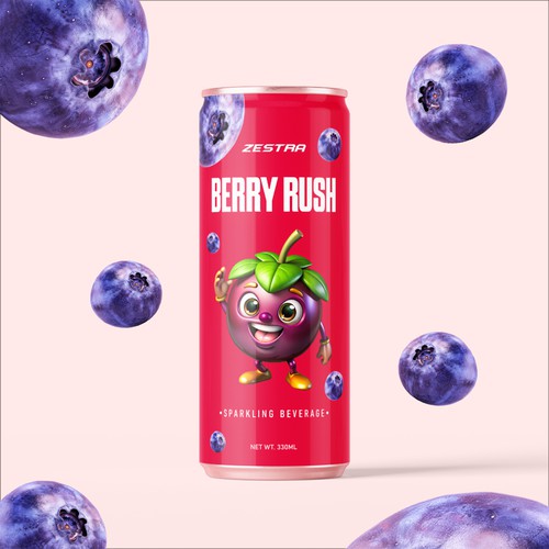 Berry Rush Sparkling Beverage Can Design