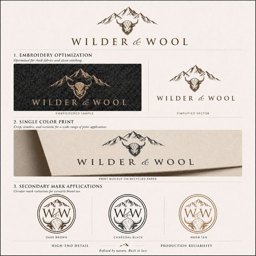 Quiet luxury logo system for Wilder&Wool