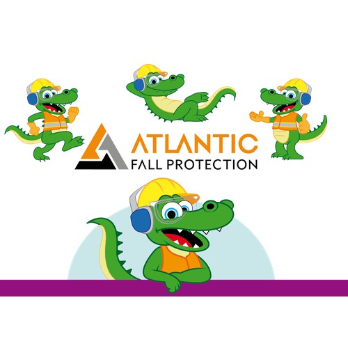 Create an alligator cartoon character for Atlantic Fall Protection!