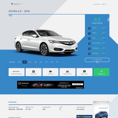 Landing Page for Vehicle History