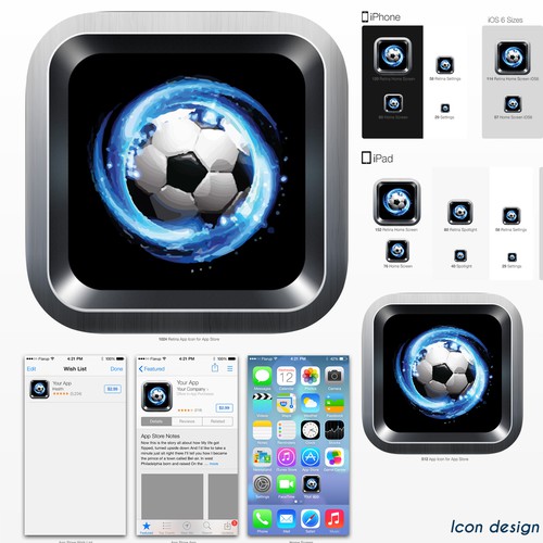 Icon design concept for a soccer news app