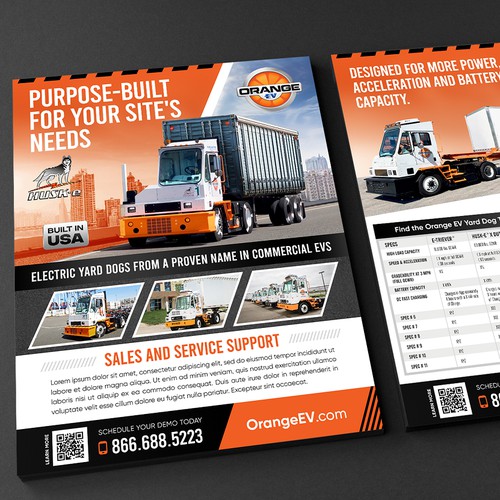 Design Product Flyer Double-sided - For Orange EV Electric Trucks