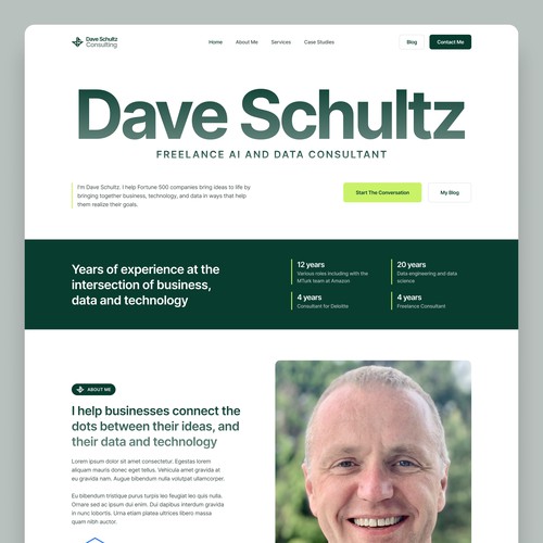 Freelance AI consultant website design for Dave Schultz