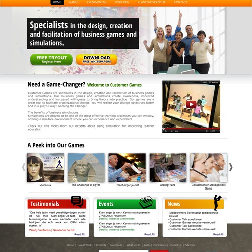 website design for CustomerGames