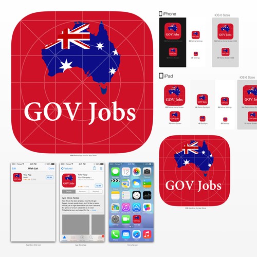Mobile App Icon + Launch Screen Re-Design for the Government Jobs App