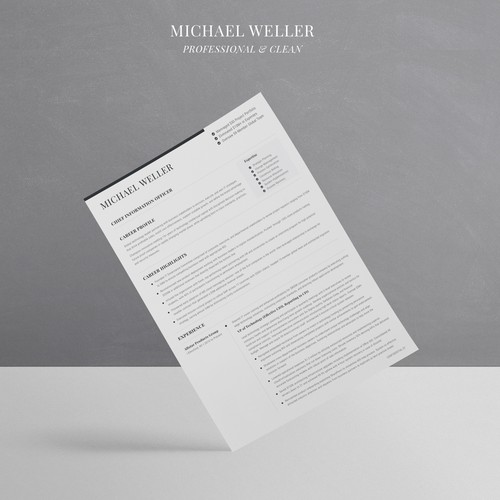 Minimal resume style for "Michale Weller"