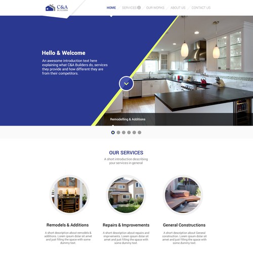 Create a sophisticated 3-page webdesign for Residential Home Builder