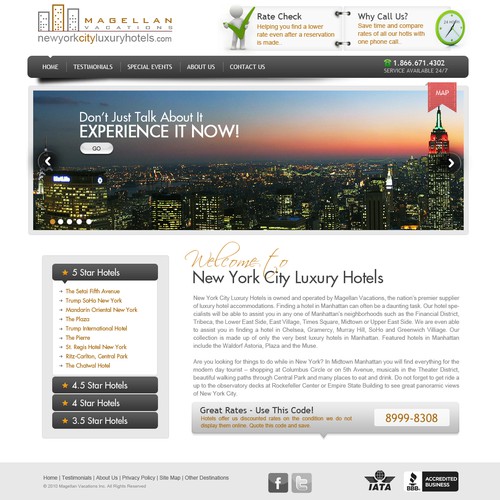 Luxury travel agency seeks layout changes for existing website